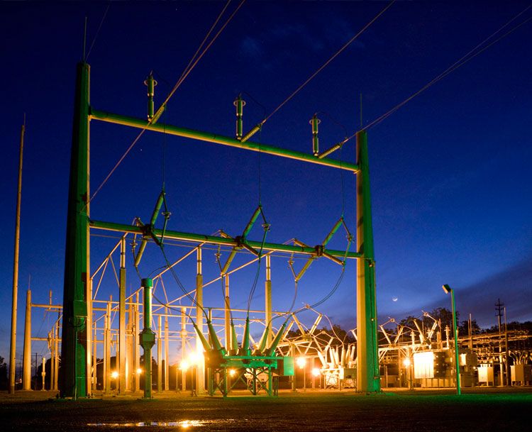 Electric station showing high-voltage infrastructure installed by ADY-HV for private network clients