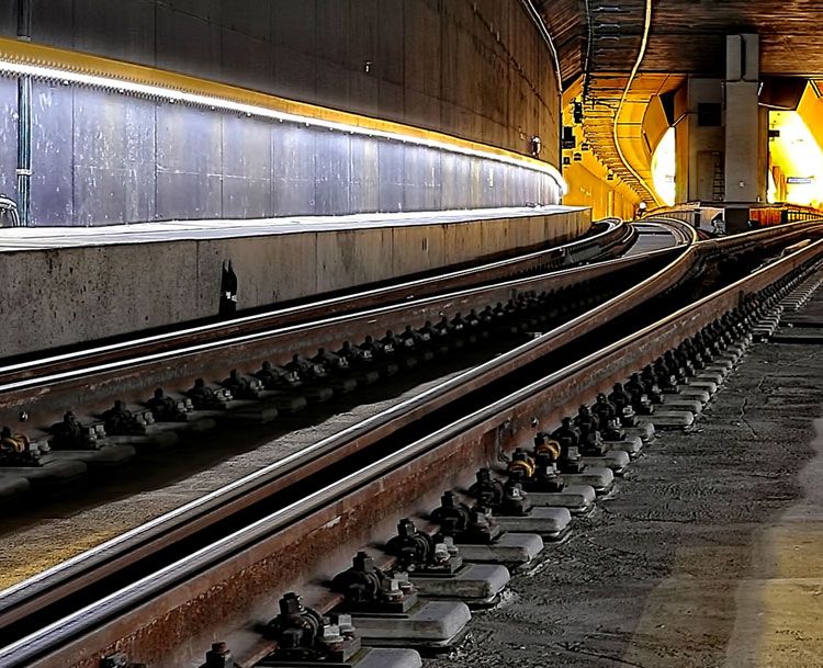 Underground railway tunnel with high-voltage cabling and jointing installed by ADY-HV